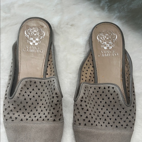 Vince Camuto Taupe Perforated Mules - Picture 4 of 5